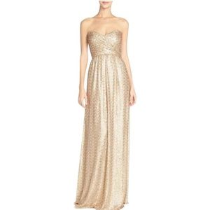 Amsale Gold Sequin Dress- Size 10, NEVER WORN